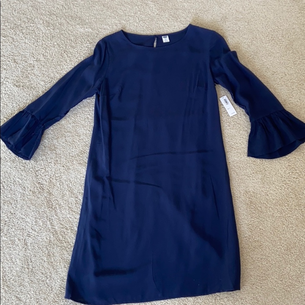 Blue 3/4 bell sleeve dress